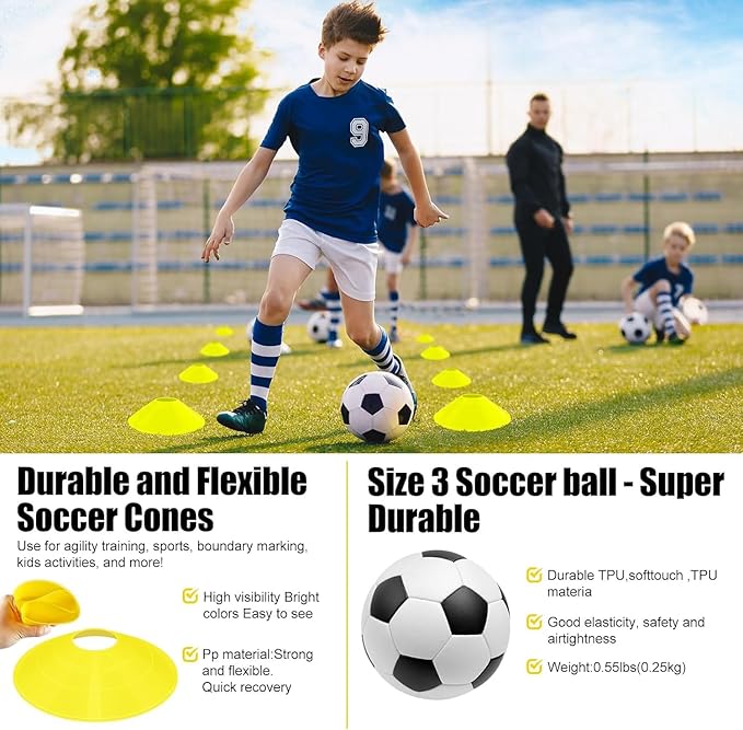 Kids Soccer Goals for Backyard Set - 2 Pack of Portable Pop Up Soccer Nets with Ball,Cones,Complete Training Equipment Kit for Toddler,Youth,Kids Age 3-14,Outdoor Sports Game