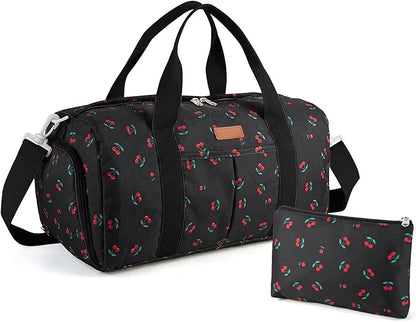2PCS Gym bag for women, Duffle Bag with Wet Pocket & Shoe Compartment and item bag, Duffle Bag for Travel, Sports, Fitness & Workout