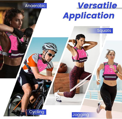VBSD Adjustable Weighted Vest for Women Men 4-10lb/11-20lb/20-32lb Vest with 6 Ironsand Weights Body Weight Vest with Reflective Strip for Running Walking Strength Training Workouts