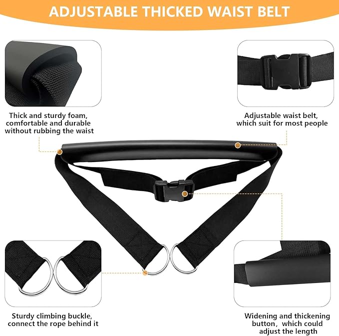 Sled Pulling Belt Set, Adjustable Waist Training Belt with Pulling Rope for Strength Agility Power Training to Help Full Body Building