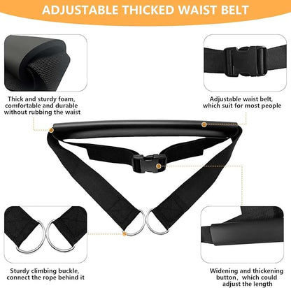 Sled Pulling Belt Set, Adjustable Waist Training Belt with Pulling Rope for Strength Agility Power Training to Help Full Body Building