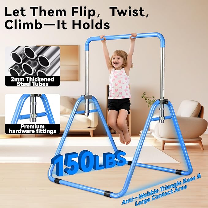 Kids Gymnastics Bar Gymnastic Equipment for Home Adjustable Height Gymnastic Training Bar Gymnastic Stuff for 3-7 Years Old Girls