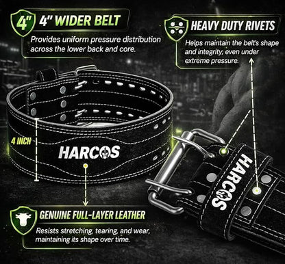 Harcos USPA/IPL Competition Approved 8mm Leather Weightlifting Belt for Men and Women - Heavy Duty Gym Belt for Lifting, Squats, Deadlifts, Powerlifting, Back Support IPF for Fitness Workout
