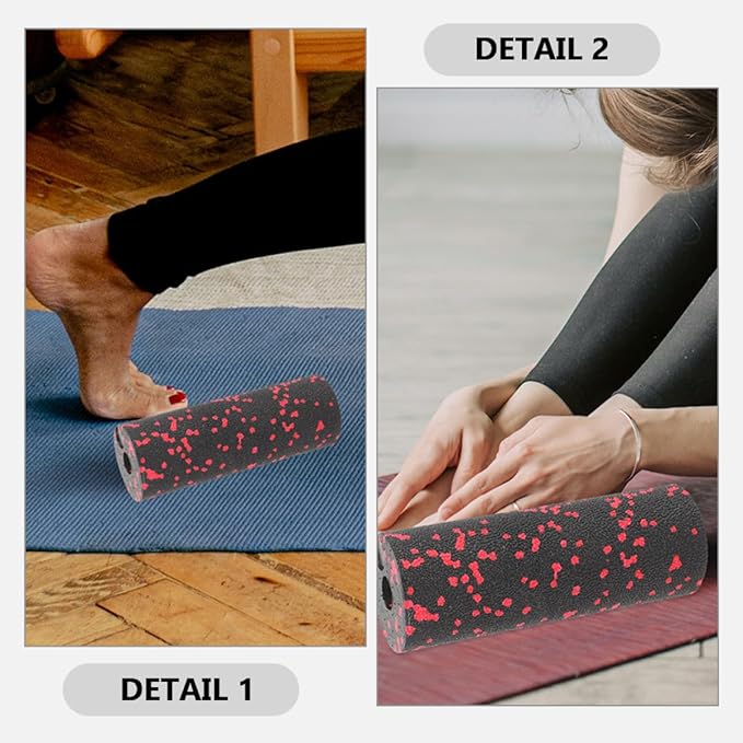 2pcs Yoga Roller Muscle Massage Stick Lightweight Hollow Foam Roller for Muscle Relaxation and Back Relief, Portable Fitness Equipment for Home and Travel (Green Red)