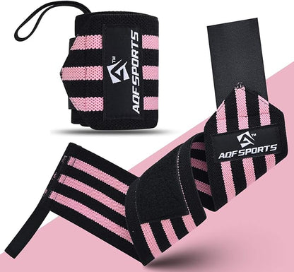 AQF Wrist Wraps for Weightlifting - USPA & IPL Approved 18" Gym Wrist Support with Thumb Loop - Heavy Duty Lifting Wrist Straps for Fitness, Workout, Powerlifting, & Bodybuilding (Pair)