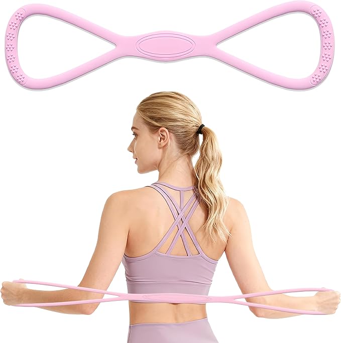 Figure 8 Fitness Resistance Band,Elastic Bands for Leg,Glute,Arm,Back Training Elastic Rope,Workout Chest/Shoulder Stretch Band,Home Gym Exercise Equipment for Yoga,Pilates,Stretching,Physical Therapy