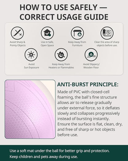 Trideer Pregnancy Birthing Ball, 1.7mm Extra Thick Yoga Ball for Maternity, Labor, Physio, Recovery, Illustrated Exercise Guide & Baby Memory Book Included, 1000LB Anti-Burst & Non-Slip Stability Ball
