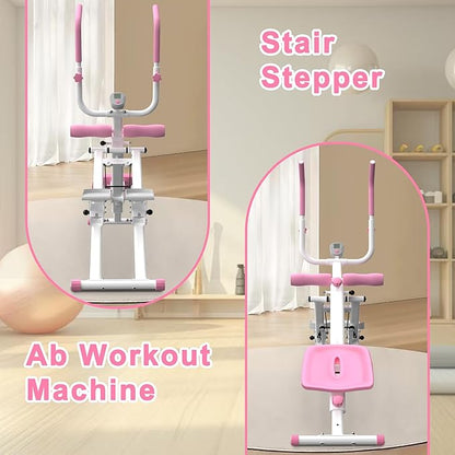 2-in-1 Stair Stepper and Ab Trainer Machine, Multi-Function Full Body Exercise Equipment for Home Gym