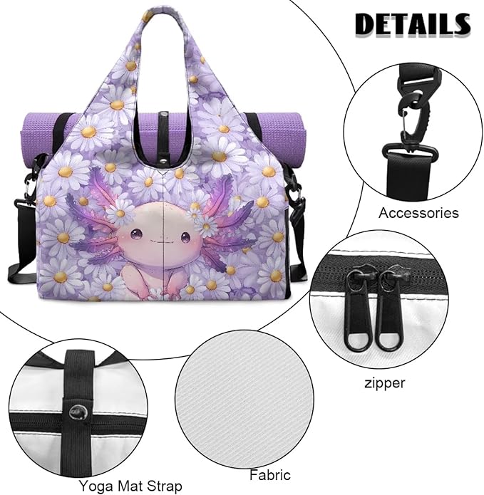 Gym Bag with Yoga Mat Holder Large Tote Bag With Multi Pockets for Women Men Dry Wet Separated Pocket Carryall Yoga Tote Bag for Pilates Travel Workout Office