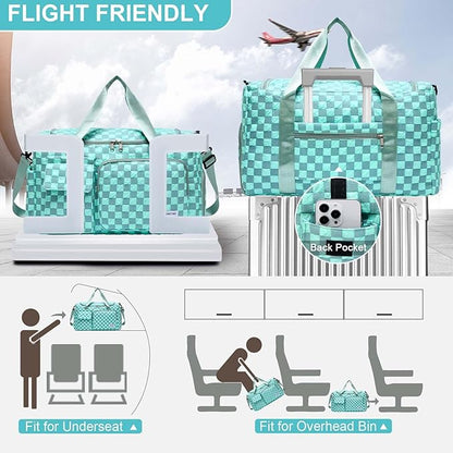 Small Gym Bag for Women, Travel Duffle Bag Carry On Weekender Bag with Shoe Compartment