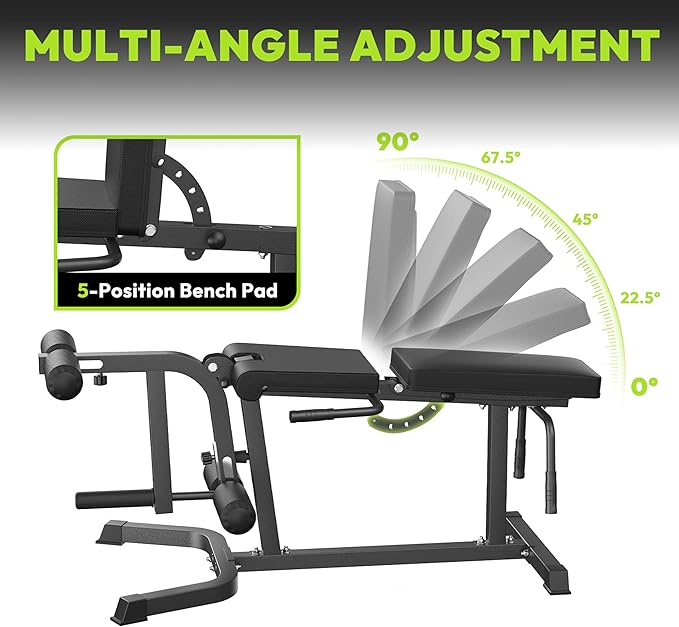 Leg Extension and Curl Machine, Adjustable Leg Curl Machine with Weight Plates Set, Seated Leg Extension and Lying Curl Machine for Lower Body Workouts, Leg Workout Equipment for Home Gym