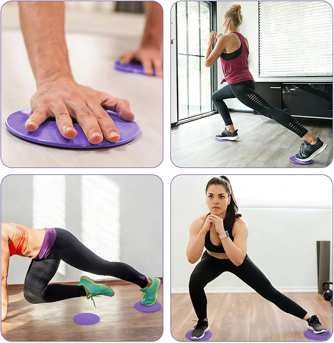 Exercise Core Sliders Glid Discs 2 Pack - Dual-Sided Workout Sliding Discs for Home Gym, Pilates, Physical Therapy, Ab & Full Body Training