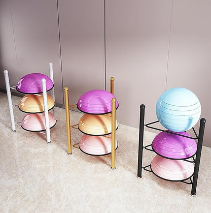 Organizer Rack Home Gym Exercise Half Balance Ball Trainer Holder Storage Rack - Home Fitness Gym Workout Equipment 3/5/6/7 Tier Floor Stand Corner Storage Organizer for Basketball Bowling Medicine Yo