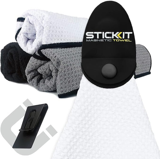 STICKIT Magnetic Sports Towel for Gym & Yoga, Quick-Dry Absorbent Microfiber with Deep Waffle Pockets, Powerful Magnet for Easy Access, Perfect for Workout and Outdoor Activities