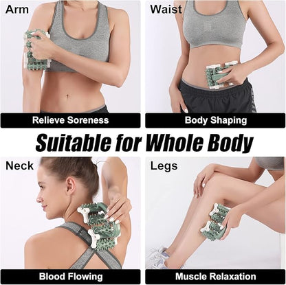 olelo Fascia Blaster, Fascia Blaster for Cellulite, Massage Roller with 20 Wheels for Deep Tissue Myofascial Release, Muscle Roller Stick Relieves Back, Neck, Leg Pain, Green