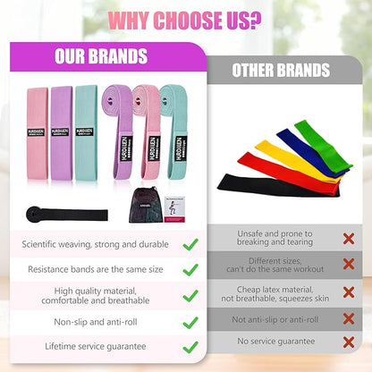 Resistance Bands for Working Out Set, 3 Pcs Pull Up Bands and 3 Pcs Assistance Bands with Door Anchor for Legs, Glutes, Hip, Fabric Loop Bands Workout Bands Resistance for Gym, Home, Office