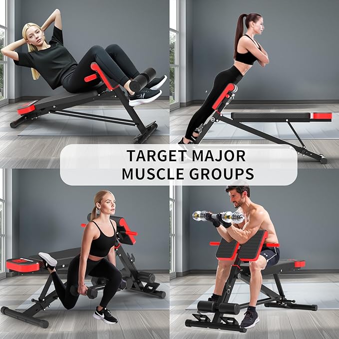 K KiNGKANG Adjustable Weight Bench,Multi-Functional Roman Chair for Full All-in-One Body Workout Hyper Back Extension and Sit up
