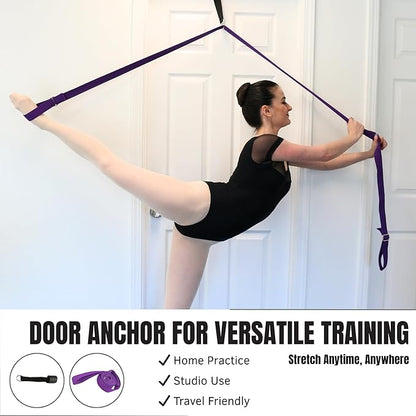 Danzcue Ballet Stretch Strap Set – Professional Dance Flexibility Trainer with Door Anchor, Extra Long Non-Slip Stretching Bands for Ballet, Jazz, Contemporary & Gymnastics
