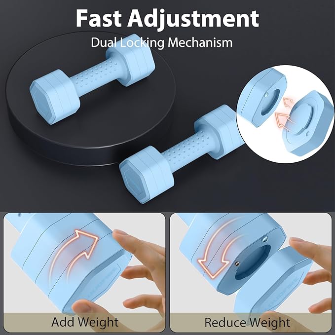 Adjustable Dumbbell Set of 2, 4 in 1 Free Weights Dumbbells Set, Hand Weights for Women at Home, 5 lb Dumbbells Set with Non-slip Comfort Handle for Home Gym Exercise Workout Training