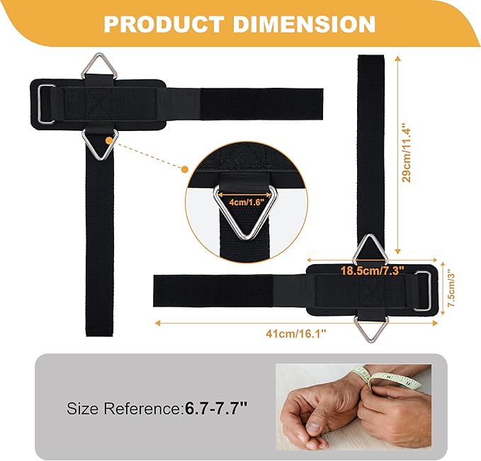 J Bryant Fitness Wrist Straps for Weightlifting and Cable Machines - Premium Padded Wrist Cuffs with Sturdy Triangle Buckle Ideal for Arm Training Tricep Extensions Upright Rows and Recovery Workouts