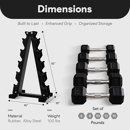BalanceFrom Premium Rubber Encased Hex Dumbbell Sets, 46LBS Set, 60LBS Set, 100LBS Set