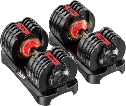 Adjustable Dumbbells Set of 2，Free Weights Dumbbells Set，Adjustable Dumbbell Set，52.5 lbs pair 105 lbs，15 in 1，for Men/Women Gym Equipment for Home Strength Training Equipment