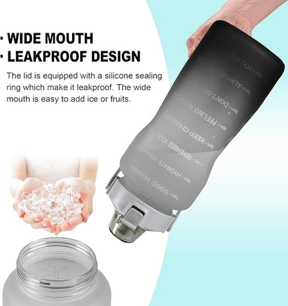 EYQ 64oz/128oz Leakproof Free Drinking Water Bottle with Motivational Time Marker BPA Free for Fitness, Gym and Outdoor Sports