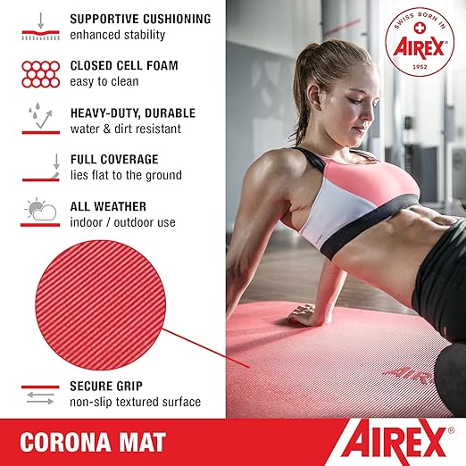 AIREX Corona 200 Premium Exercise Mat for Yoga, Physical Therapy, Rehabilitation, Balance & Stability Exercises, Pilates, Aerobics 78" x 39", Charcoal