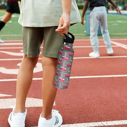 Sport Water Bottle 20 oz Red Fire Truck Kids Stainless Steel Vacuum Insulated Water Flask for Gym School