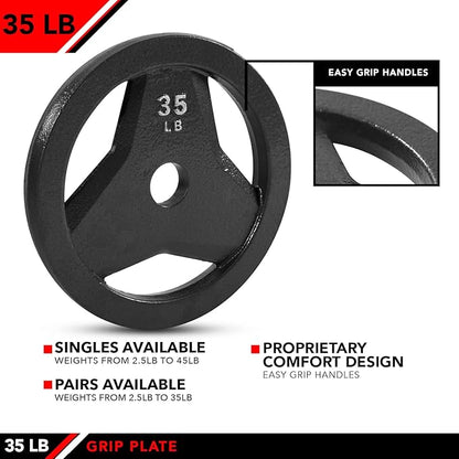 JFIT Olympic 2 Inch Grip Plates and Bumper Plates for Barbell - Single Weights or Sets of 2 (Muliple Weights)
