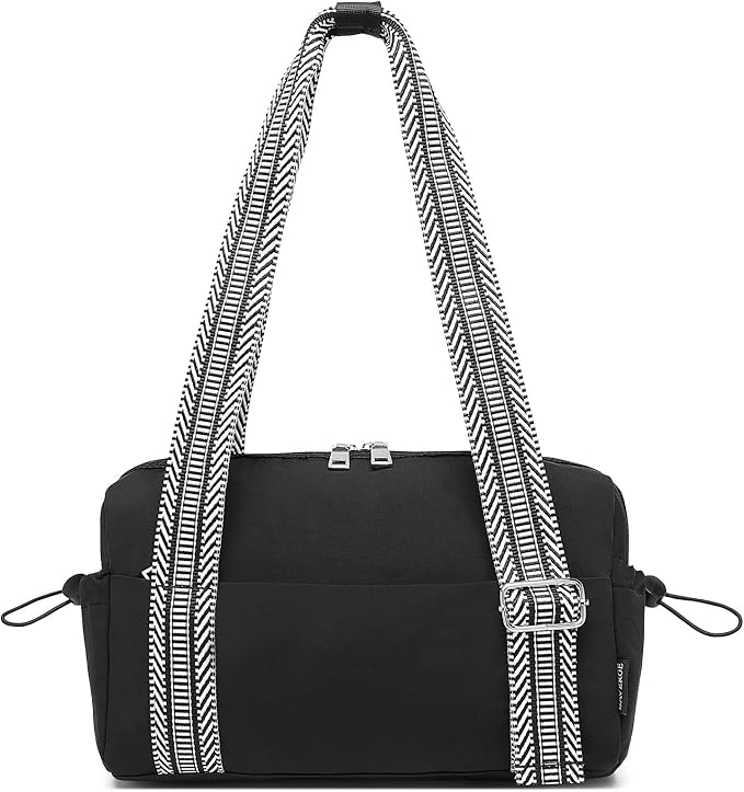 Small Gym Bag for Women Mini Duffle Bag with Guitar Strap, Lightweight Waterproof Cute Tote with Wet Compartment for Girls Workout Sport Travel, Black