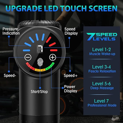 TOLOCO Massage Gun, Deep Tissue Back Massage for Athletes for Pain Relief, Percussion Massager with 10 Massages Heads & Silent Brushless Motor, Valentines Day Gifts for Him Her, Black