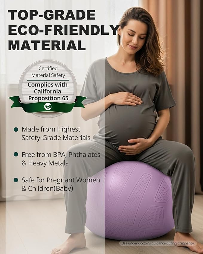 Trideer Pregnancy Birthing Ball, 1.7mm Extra Thick Yoga Ball for Maternity, Labor, Physio, Recovery, Illustrated Exercise Guide & Baby Memory Book Included, 1000LB Anti-Burst & Non-Slip Stability Ball