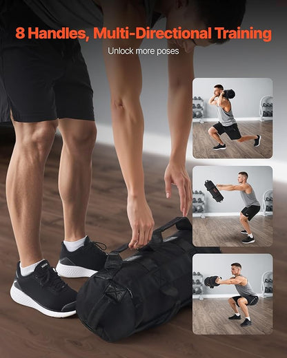 VEVOR Workout Sandbag, Heavy Duty Workout Power Bags with Handles, Slam Bag for Fitness Strength Weight Training Cross-Training, Home Gym Exercise, Black (Unfilled)