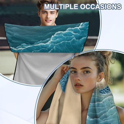Bulopur Removable Car Sweat Towel Front Seat Cover Beach Sea Turtle Bucket Car Towel Seat Cover for Post Gym Workout Running Swimming Beach Hiking