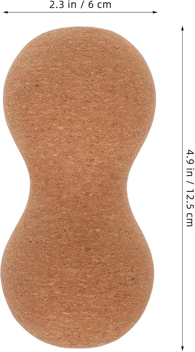 Peanut Shape Massage Ball Double Mobility Fitness Exercise Tool for Deep Tissue Myofascial Release and Muscle Therapy Cork Wood Material Suitable for Physical Therapy and Stress