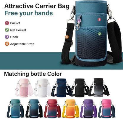 32 oz Insulated Water Bottle | Thickened Stainless Steel Vacuum Metal | Portable Sports Water Jug for Gym and Hiking with Straw, Carrier Bag, Handle Strap | BPA-Free 32 oz