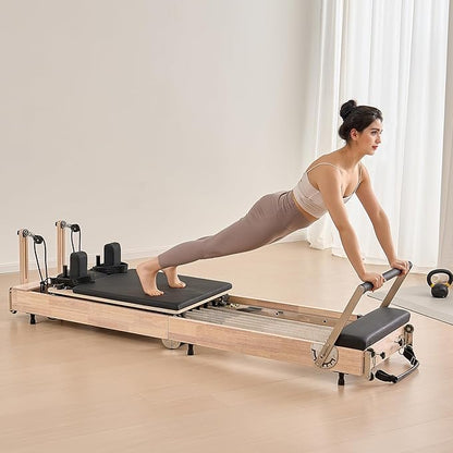 VEVOR Pilates Reformer Accessories for Home Gym, Include Reformer Box/Chair/Spine Corrector/Wall Mounted Machine/Jump Board/Foldable & Dual Resistance Springs