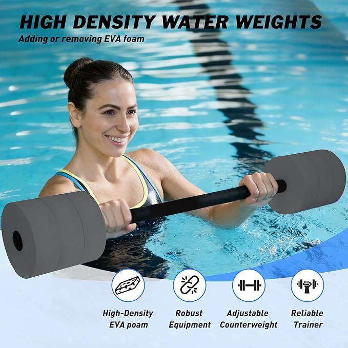 Hikeen Aquatic Exercise Dumbbells Water Dumbbell Pool Resistance Aquatic Fitness Barbells with 4 High-Density EVA Foam Pool Weights Dumbbells, for Water Aerobics Weight Loss