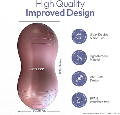Meex Peanut Ball Labor - Durable and Thick Birthing Ball for Pregnancy - Peanut Ball Pregnancy for Labor - Antiburst Birth Ball - Labor Ball - Peanut Exercise Ball - Pregnancy Ball - Pump Included