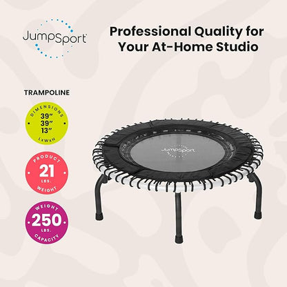 JumpSport 39" ESSENTIAL Fitness Trampoline | Model 220, 230, 250 | Exercise Trampoline | 30 Low-Impact Bungees