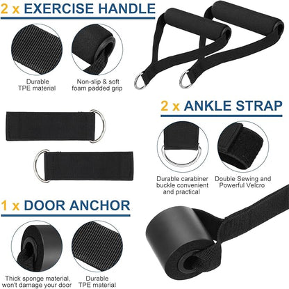 Resistance Bands Set, Exercise Bands for Working Out with Door Anchor/Handle/Ankle Strap/Pouch