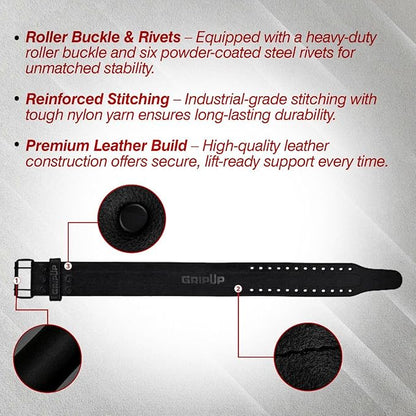 Powerlifting Belt 10mm Thick Genuine Leather 4” Heavy Weight lifting Gym Belt Back Support Strength Training Squats Workouts Fitness Bodybuilding Deadlifts Weightlifting Men Women
