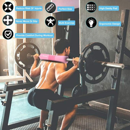 Barbell Pad Squat Pad for Squats Hip Thrusts Lunges Glute - Neck & Shoulder Protective Pad with Nylon Padding Support, Fit for Smith Machine and Olympic Standard Weightlifting Cushion