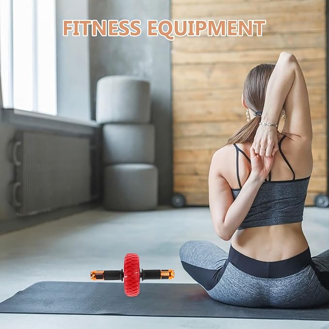 Ab Roller Wheel Core Strength Training Abdominal Exercise Roller Portable Home Gym Ab Workout Equipment with Red Compact Design for Fitness