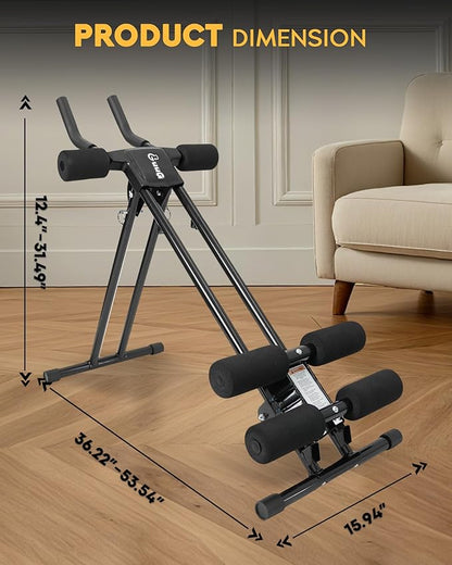 Ab Machine Abdominal Stomach Workout: Adjustable Ab Trainer Machine Ab Cruncher Core Strength Training Equipment for Home Gym Foldable for Women and Men