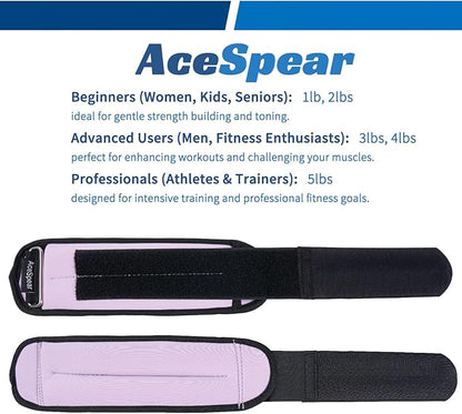 AceSpear Ankle Weights Sets for Men Women Kids 1lb 2lb 3lb 4lb 5lb Leg Weights Arm Wrist Weights Gym for Foot Exercise Training Workout Walking Jogging Yoga