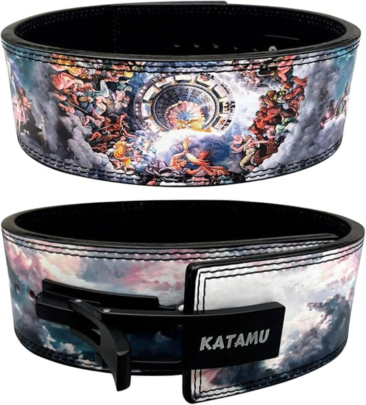 Katamu Premium Leather Lever Weightlifting Belt – Secure Steel Lever, Powerlifting Support for Deadlifts, Squats & Heavy Lifts - Lift More, Look Good