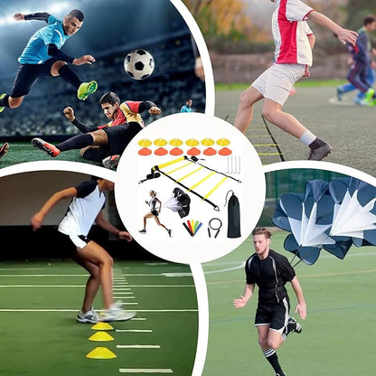 Agility Ladder Training Equipment - Speed Trainlng Gear, Adjustable Sports Set | Complete Soccer Practice Equipment, Foldable Workout Kit for Athletes, Endurance Tralning Tools for Kids Adults