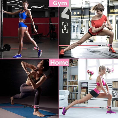 Resistance Bands Exercise Bands for Legs and Butt,Fabric Non Slip Hip Fitness Booty Workout Bands, Set of 8 Resistance with Door Anchor Legs Ankle Straps for Men Women Gym Home Fitness Yoga